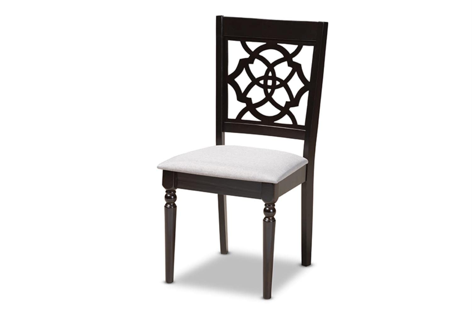Baxton Studio Renaud Modern and Contemporary Grey Fabric Upholstered Espresso Brown Finished 5-Piece Wood Dining Set